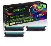 108R01420 108R01417 108R01418 108R01419 Compatible for Xerox Drum Unit with Chip Phaser 6510 6510DN 6510DNI Printers (3 Pack Black)