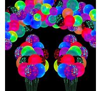 109 Pack UV Neon Balloons Black Light Balloons Glow in The Dark Balloon Blacklight Reactive Fluorescent Polka Dot Latex Balloon Assorted Colors Light Up Supplies Neon Party Supplies Glow Party Decor