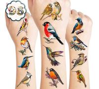 109 PCS Small Rainforest Bird Temporary Tattoos Birthday Party Decorations Supplies Favors Hawaiian Summer Hummingbird Decor Stickers For Girls Boys Gift School Prizes Rewards
