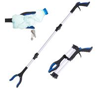 109cm/42.9in Litter Pickers with Embedded Magnet, Extra Long Portable Grabber Stick, Foldable Lightweight Helping Hand Reacher, 360 Degree Rotating Reaching Aids Tool for Adults,Disabled,Elderly(Blue)