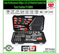 109pcs 1/2 1/4 Ratchet Socket Set Tools Toolbox Yato Professional YT-38891