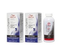(10 10 Dev (Vol.20) 3.6oz) Wella 9A Pale Ash Blonde Color Charm Permanent Liquid Haircolor & Developer (Vol. 20)