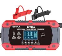 10A 12V battery charger - 3-Stage Automatic Deep Cycle Trickle Charger for Car Battery with LCD Display, Battery Maintainer with LCD Display for Car Truck Motorcycle Lawn Mower