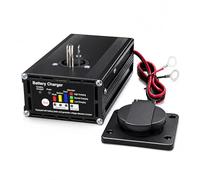 10A 12V Panel Mount Trailer Battery Charger & Tester for Dump Trailers, RVs, Marine (Boats) - Smart 3-Step Charging, LED Battery & Alternator Status, Weather-Resistant, Dump Trailer Accessories