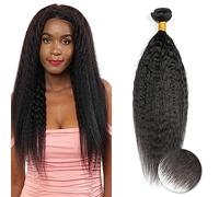 10A Brazilian Hair Bundles 100% Unprocessed Virgin Kinky Straight Human Hair Bundles Yaki Straight Hair Weaves Single One Bundle Human Hair Kinkys Straight Hair Weft 20 Inch (100g±5g) / Bundle