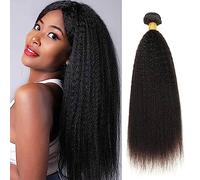 10A Brazilian Hair Bundles 100% Unprocessed Virgin Kinky Straight Human Hair Bundles Yaki Straight Hair Weaves Single One Bundle Human Hair Kinkys Straight Hair Weft 26 Inch (100g±5g) / bundle