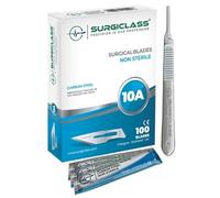 10A Carbon Steel Non Sterile Box of 100 and Steel Handle for Wood Art, Repairs, Lab Anatomy, Sign Card Making Lab Training SURGIBL10A-100
