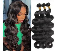 10A Human Hair Bundles 22 22 22 Inch Body Wave Bundles Human Hair 100% Unprocessed Brazilian Virgin Weave Bundles 3 Bundles Real Natural Black Wavy Hair Extensions Body Bundles for Women