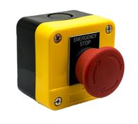 10A Latching E-Stop Push Button Switch, 22mm Mounting Hole, IP40 Rated, Red Mushroom Head, Industrial Machinery Stop