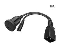 (10A, One size) IEC 320 C20 to C7+AU Power Cord C20 Male to C7+AU Y Splitter Adapter Extension Power Cable for Computer Printer