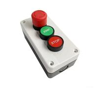 10A Push Button Switch Station with Stop, Red Green Control Box for Motor Start Stop, 2NC+1NO Exigent Safety Switch, Waterproof Industrial Electrical