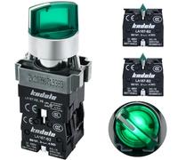 10Amp 3 Position Rotary Switch with Green Light 22mm 7/8in Mounting Hole Selector Switch Maintained DPDT 2NO 2NC Latching Switch 600V AC