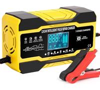 10Amp Car Battery Charger, 12V&24V Smart Battery Charger Maintainer with 7-Stage Charging Mode Repair for Car Truck Motorcycle Lead Acid Batteries, UK Plug, Yellow