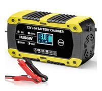 10Amp Car Battery Charger, 12V Automatic Smart Battery Charger/Maintainer with Temperature Compensation, Car Battery Repair and Desulfator for Car, Motorcycle, SUV, Lithium Batteries & AGM (yellow)