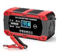 10Amp Car Battery Charger, 12V Automatic Smart Battery Charger/Maintainer with Temperature Compensation, Car Battery Repair and Desulfator for Car, Motorcycle, SUV, Lithium Batteries & AGM (red-2)