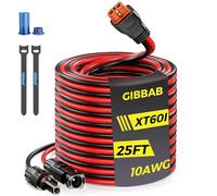 10AWG 25FT Solar to XT60i Cable, Gibbab 3 10 25FT Solar Panel Connector to XT60i-F Adapter Extension Charging Cable Caps for Portable EcoFlow River Delta Anker SOLIX Power Station Generator Battery RV