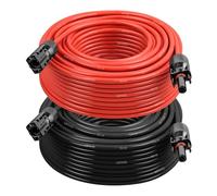 10AWG Solar Extension Cable 100FT - 2 Pack Red & Black PV Wire with Solar Connectors, 84-Strand Tinned Copper, Dual XLPE Insulated, Outdoor UV-Resistant Cable for RV, Inverter, Battery