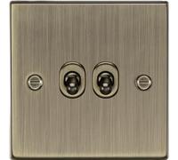 10AX 2G 2 Way Toggle Switch - Square Edge Antique Brass