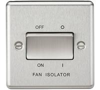 10AX 3 Pole Fan Isolator Switch - Rounded Edge Brushed Chrome