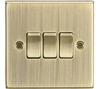 10AX 3G 2 Way Plate Switch - Square Edge Antique Brass CS4AB