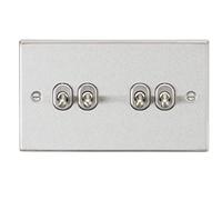 10AX 4G 2-Way Toggle Switch - Square Edge Brushed Chrome Finish CSTOG4BC