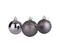 10cm/3Pcs Christmas Baubles Shatterproof Dark Grey, Christmas Tree Decorations Ball Ornaments Balls Xmas Hanging Decorations Holiday Decor - Shiny,Matte,Glitter