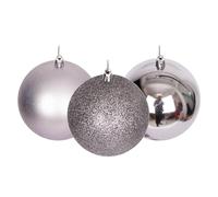 Christmas Decorations Baubles mid grey 10cm 3pcs set pvc Shatchi Mid Grey One Size
