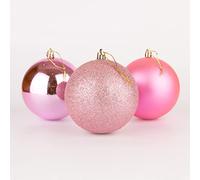 10cm/3Pcs Christmas Baubles Shatterproof Pink,Tree Decorations Shatchi Pink One Size