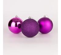 10cm/3Pcs Christmas Baubles Shatterproof Purple,Tree Decorations Shatchi Purple One Size