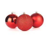 10cm/3Pcs Christmas Baubles Shatterproof Red, Christmas Tree Decorations Ball Ornaments Balls Xmas Hanging Decorations Holiday Decor - Shiny,Matte,Glitter