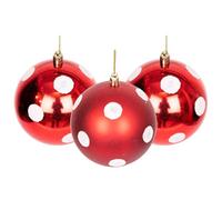 10cm/3Pcs Christmas Baubles Shatterproof Red White Polka Dots, Christmas Tree Decorations Ball Ornaments Balls Xmas Hanging Decorations Holiday Decor - Shiny,Matte,Glitter