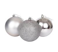 10cm/3Pcs Christmas Baubles Shatterproof Silver, Christmas Tree Decorations Ball Ornaments Balls Xmas Hanging Decorations Holiday Decor - Shiny,Matte,Glitter