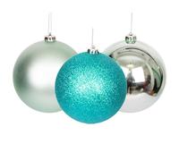 BAUBLES TURQUOISE 10CM 3PCS SET PVC Shatchi Turquoise One Size
