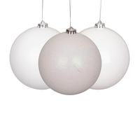 10cm/3Pcs Christmas Baubles Shatterproof White, Christmas Tree Decorations Ball Ornaments Balls Xmas Hanging Decorations Holiday Decor - Shiny,Matte,Glitter