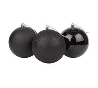 10cm/6Pcs Christmas Baubles Shatterproof Black, Christmas Tree Decorations Ball Ornaments Balls Xmas Hanging Decorations Holiday Decor - Shiny,Matte,Glitter
