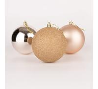 (6Pcs, Champagne Gold) 10cm Christmas Baubles Shatterproof,Tree Decor