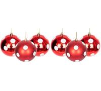 10cm/6Pcs Christmas Baubles Shatterproof Red White Polka Dots, Christmas Tree Decorations Ball Ornaments Balls Xmas Hanging Decorations Holiday Decor - Shiny,Matte,Glitter (Pack of 2)