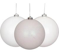 10cm/6Pcs Christmas Baubles Shatterproof White, Christmas Tree Decorations Ball Ornaments Balls Xmas Hanging Decorations Holiday Decor - Shiny,Matte,Glitter