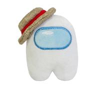 10cm Among Us Plush Stuffed Toy with Straw Hat Doll Game Figure White