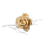 10cm Clip on Rose Flower Christmas Tree Decoration - Champagne Gold