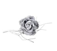 10cm Clip on Rose Flower Christmas Tree Decoration - Silver