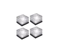 (10CM Diameter, Cool White) 4 Pcs Solar Ice Glass Light, Solar Outdoor Lamp