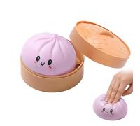 10cm Dumpling Stress Toy, Giant Dumpling Squishy Toy, Toy Dumplings with Steamer Box, Soft Squeeze Decompression Dough Fidget Toys, Large Stress Relief Sensory Ball, 6 Colors, for Adults Kids (purple)