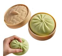 10cm Dumpling Stress Toy, Giant Dumpling Squishy Toy, Toy Dumplings with Steamer Box, Soft Squeeze Decompression Dough Fidget Toys, Large Stress Relief Sensory Ball, 6 Colors (B-green)