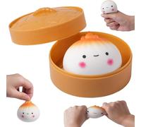 10CM Dumpling Stress Toy Giant Dumpling Squishy Toy with Steamer Box Soft Squeeze Decompression Dough Fidget Toys for Relaxation Boys Girls Home Office Classroom