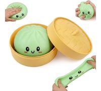 10CM Dumpling Stress Toy Giant Dumpling Squishy Toy with Steamer Box Soft Squeeze Decompression Dough Fidget Toys for Relaxation Boys Girls Home Office Classroom Colour Green
