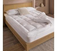 10cm Extra Deep Mattress Topper Double Bed Ultra Soft Box Quilted Bed Topper Double for Cloud Like Comfort Breathable, Non Allergenic, Easy- Elasticated Corner Straps