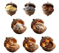 10cm Forests Animal Acorn Ornaments, 8PCS Acorns Animals Hanging Christmas Ornaments, Acrylic Cute Animal Christmas Trees Hanging Decorations, Cozy Forest Ornaments for Xmas Tree