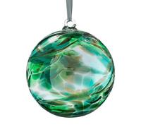 Handmade Hanging Glass Friendship Ball - 10cm Emerald - Unique Gift for Her - Special Occasion Décor - Decorative Ornament