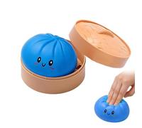 10cm Giant Dumpling Squishy Toy, Dumpling Stress Toy, Toy Dumplings with Steamer Box, Large Stress Relief Sensory Ball, Soft Squeeze Decompression Dough Fidget Toys, 6 Colors, for Kids Adults (blue)